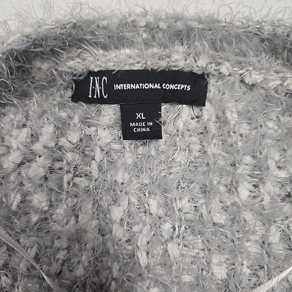 I.N.C. Concepts Womens Boucle Long Cardigan Sweater Size XL Silver Gray Plush - Picture 3 of 7
